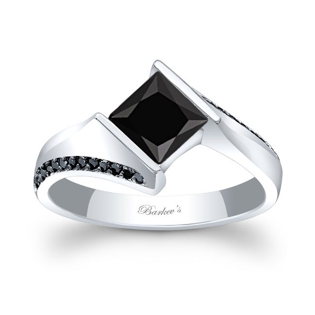  Princess Cut Square Black Diamond Ring Image 1