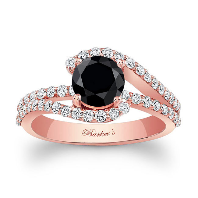  Rose Gold 1 Carat Black And White Diamond Ring Image 1