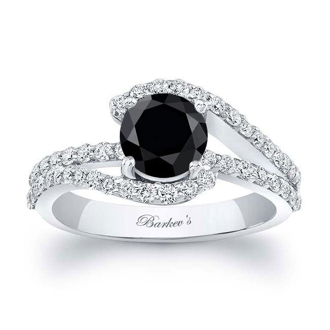 Platinum 1 Carat Black And White Diamond Ring Image 1