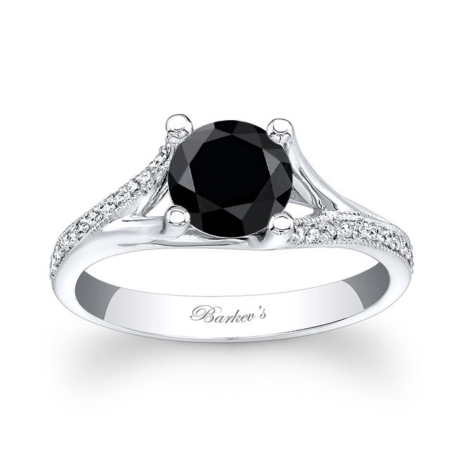  V Shaped Black And White Diamond Engagement Ring Image 1