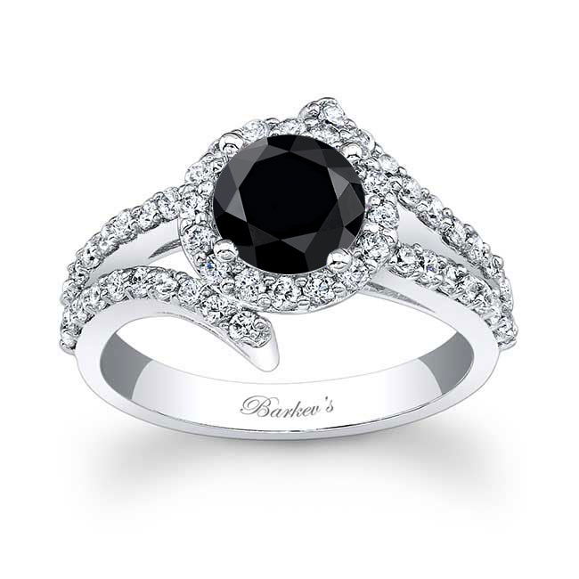 Platinum Contemporary Black And White Diamond Engagement Ring Image 1