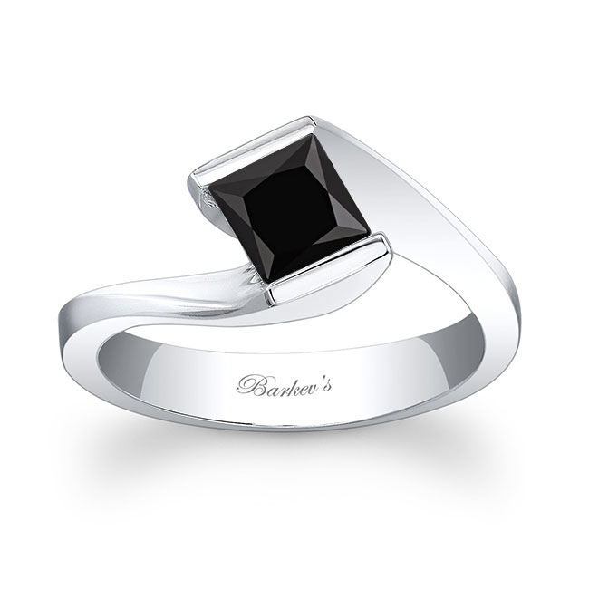 Princess Black And White Diamond Solitaire Engagement Ring Image 1