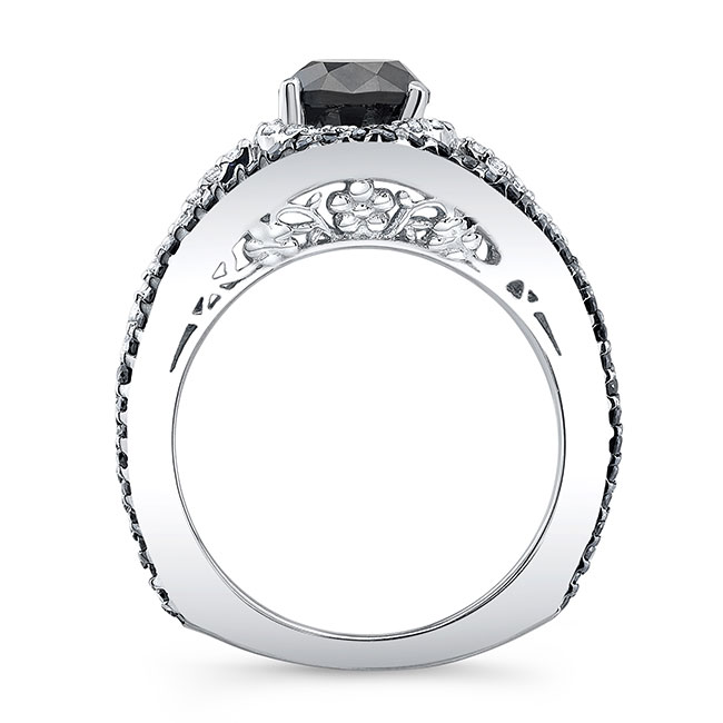  Vintage Halo Black Diamond Ring Image 2