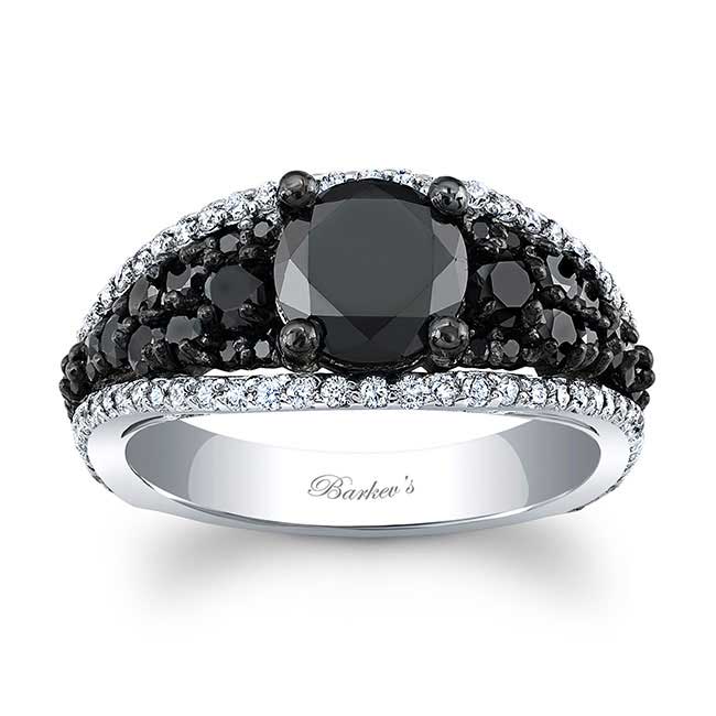  White Gold Vintage 1 Carat Black Diamond Engagement Ring Image 1