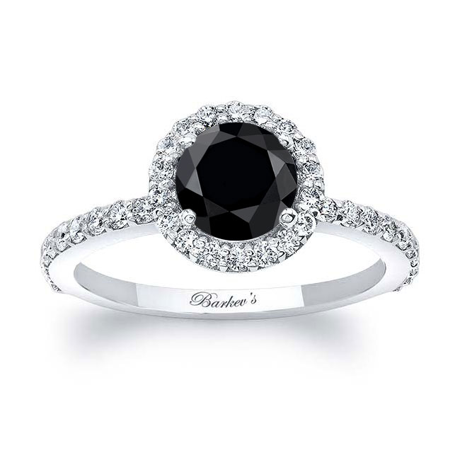  Black And White Diamond Halo Ring Image 1