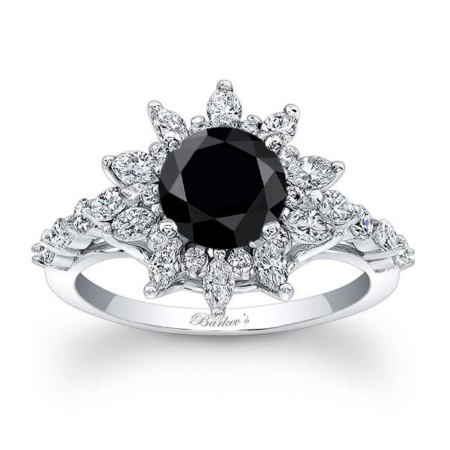  Lotus Flower Black And White Diamond Engagement Ring Image 1
