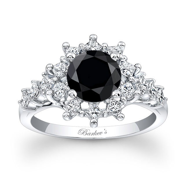 Platinum Vintage Black And White Diamond Engagement Ring Image 1