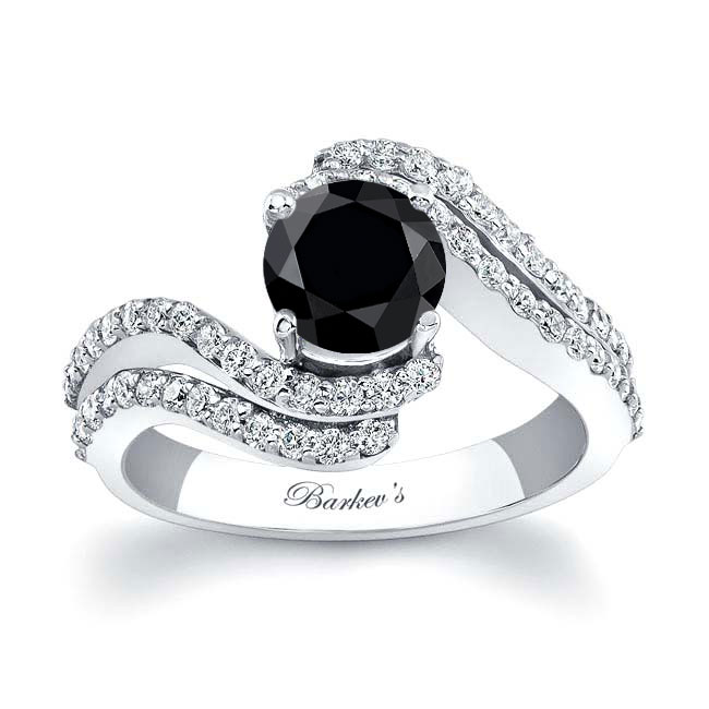  Swirl Black And White Diamond Engagement Ring Image 1