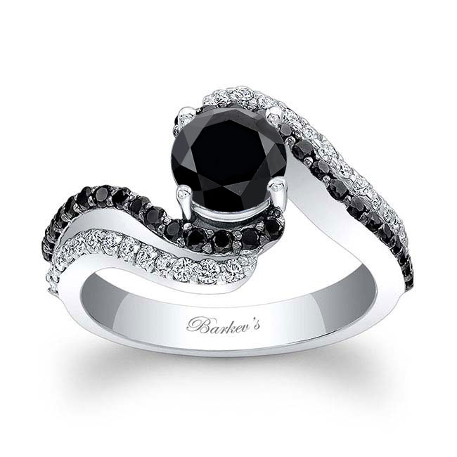  Swirl Black Diamond Engagement Ring Image 1