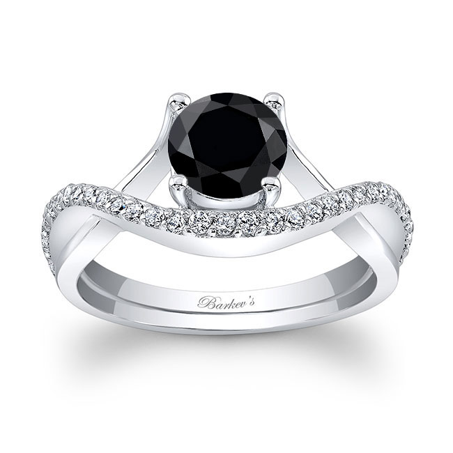  Split Shank Black And White Diamond Pave Ring Image 1