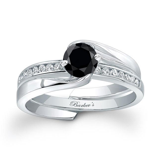 Platinum Half Carat Black And White Diamond Interlock Bridal Set Image 1
