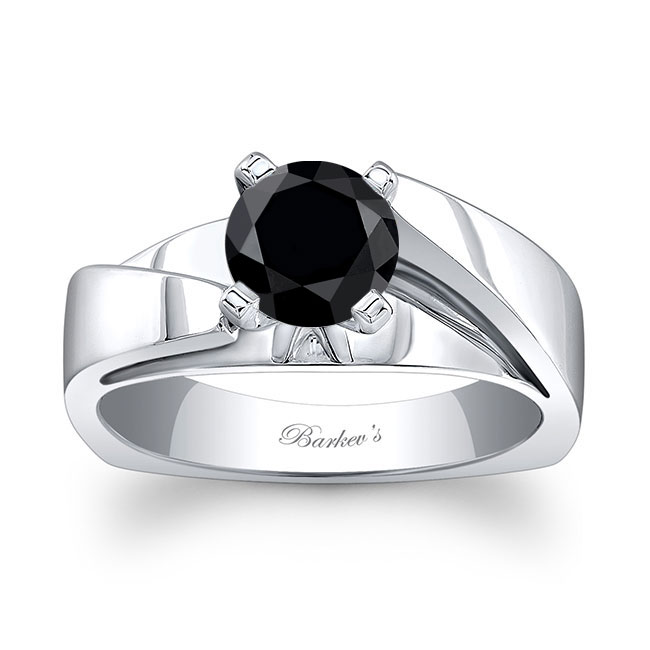  Solitaire Round Black Diamond Ring Image 1