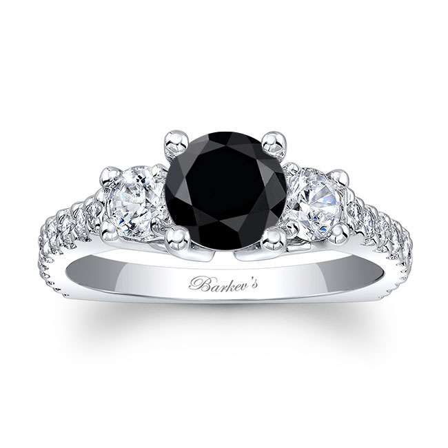  Black And White Diamond 3 Stone Ring Image 1