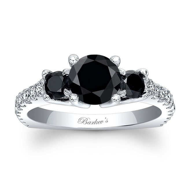  Black Diamond 3 Stone Ring Image 1