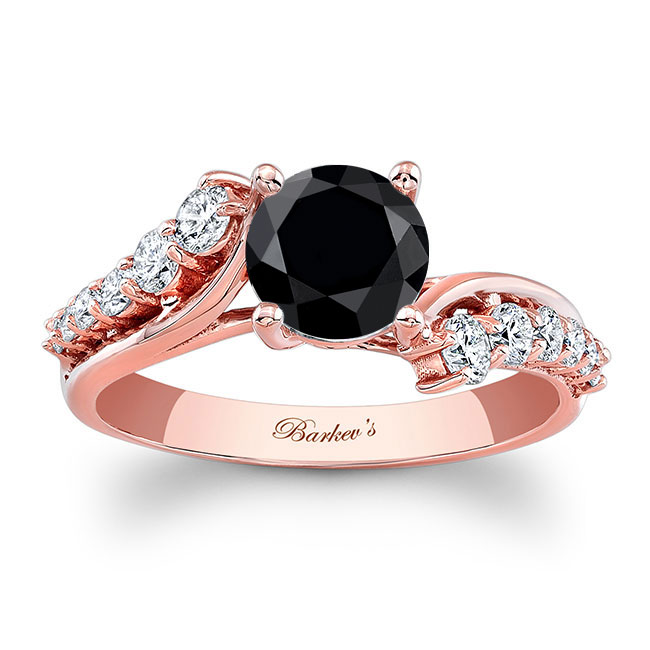  Rose Gold Classic Black And White Diamond Ring Image 1