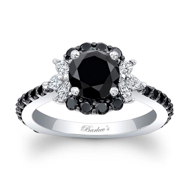  Marquise Halo Black Diamond Ring Image 1