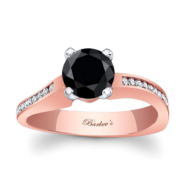 Rose Gold Channel Set Round Black And White Diamond Ring