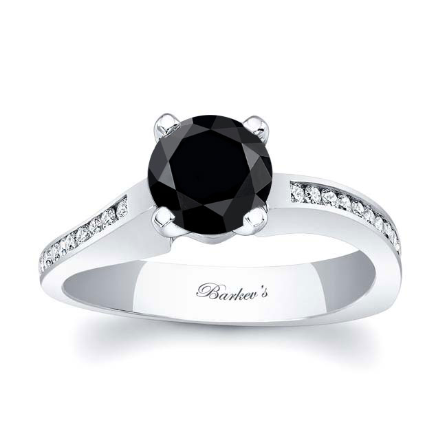  Channel Set Round Black And White Diamond Ring Image 1