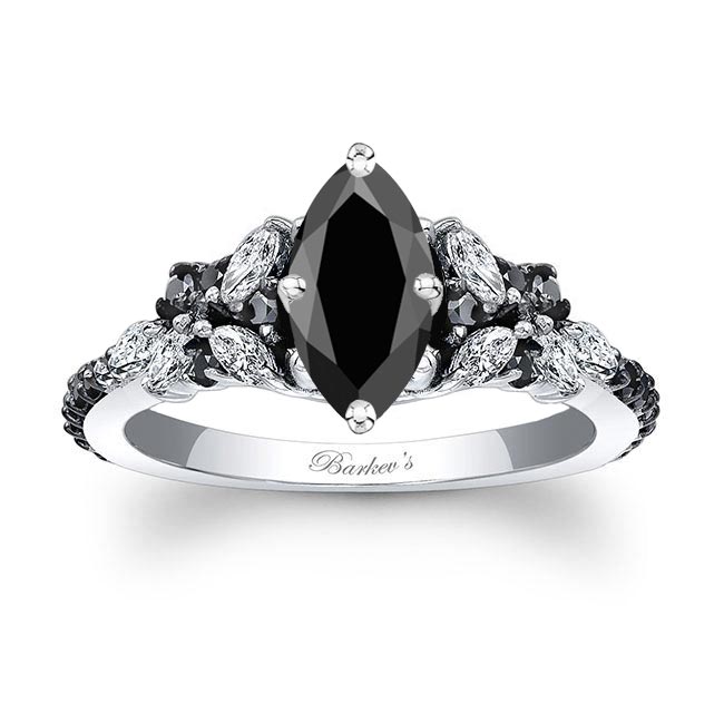 Marquise Vintage Black Diamond Engagement Ring