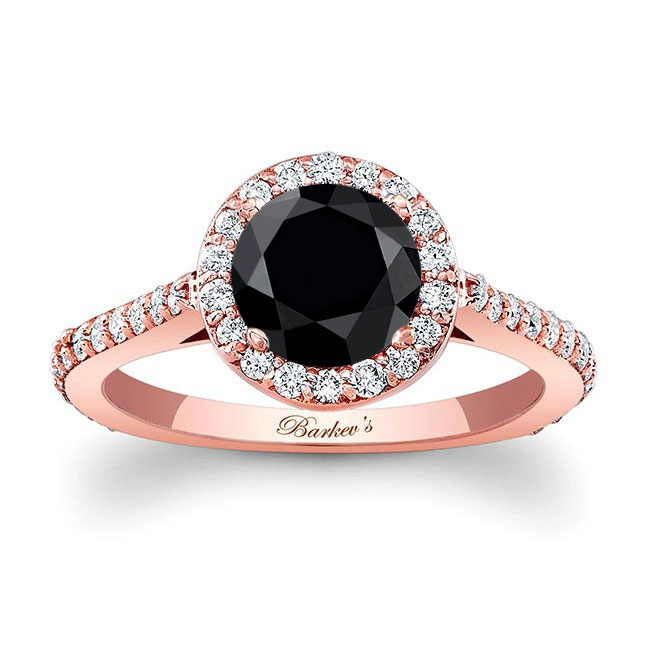  Rose Gold Halo Black And White Diamond Ring Setting Image 1