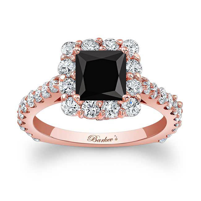 Rose Gold Black And White Diamond Princess Ring