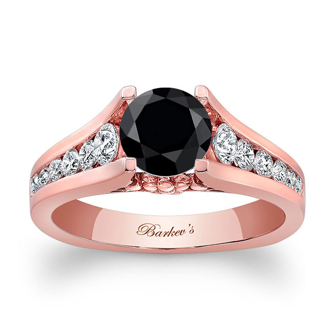 Rose Gold Cathedral Black And White Diamond Ring
