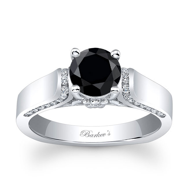 Platinum Cathedral Setting Black And White Diamond Ring Image 1