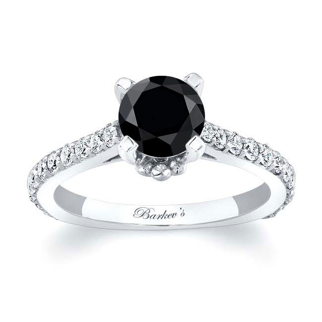  Simple Flower Black And White Diamond Ring Image 1