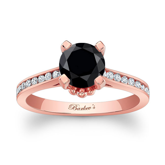 Rose Gold Channel Set Black And White Diamond Ring