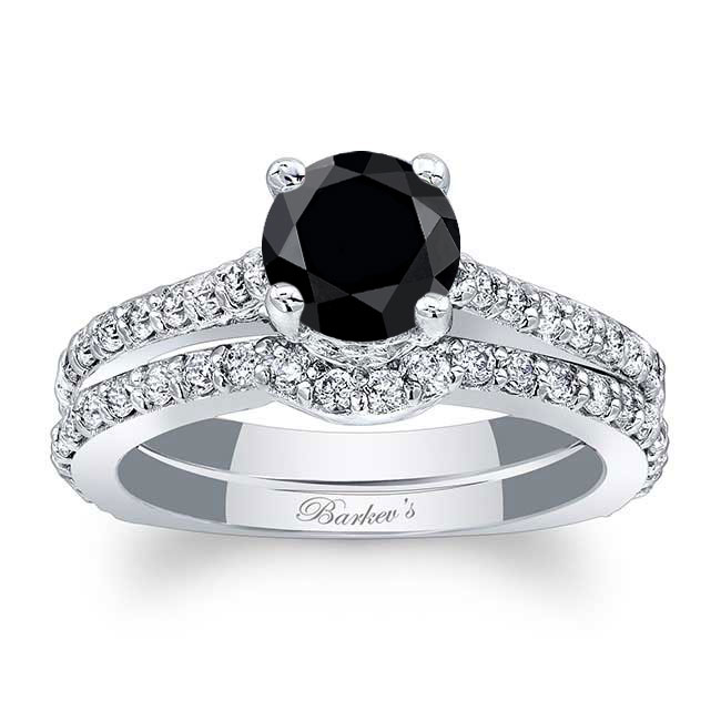 Traditional Black And White Diamond Ring Set