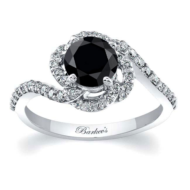  Thin Band Black And White Diamond Engagement Ring Image 1