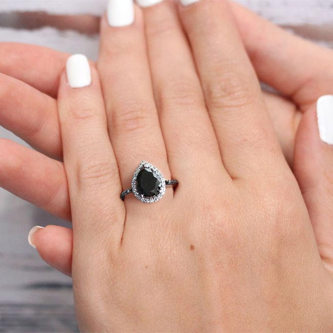  Pear Shaped Black Diamond Ring Image 4