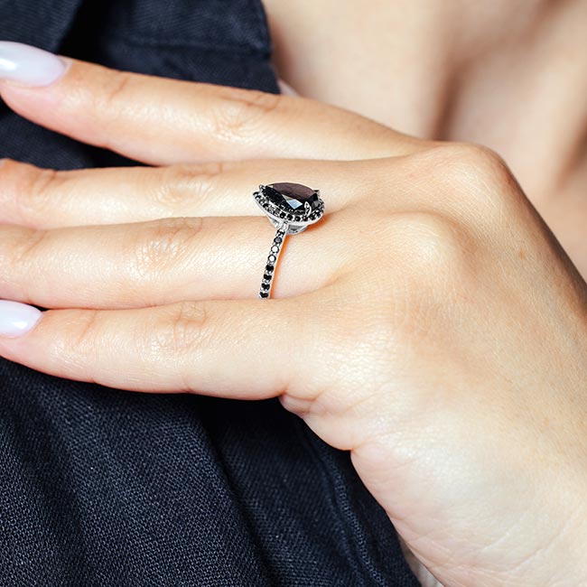 Black Diamond Pear Shaped Ring Image 4