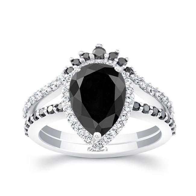 Pear Shaped Black Diamond Wedding Set