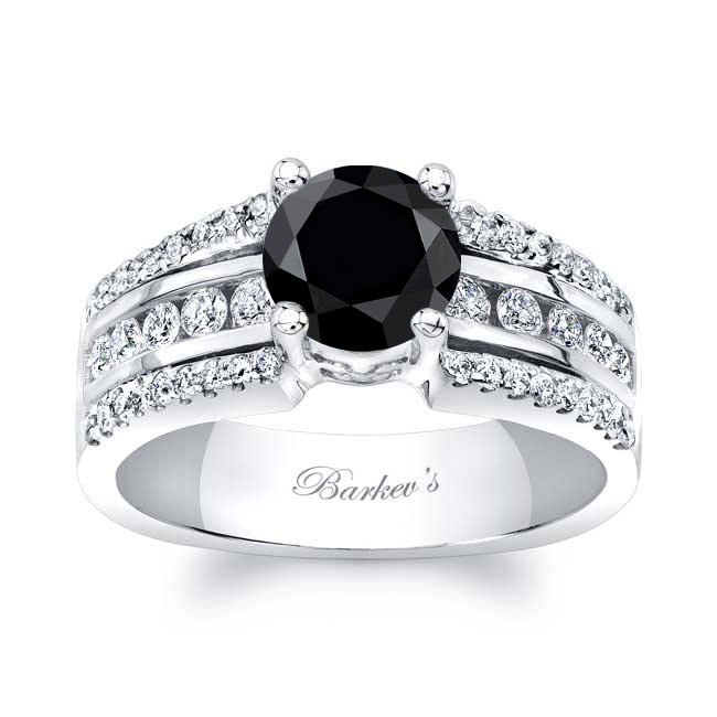 Round Black And White Diamond Channel Set Engagement Ring Image 1