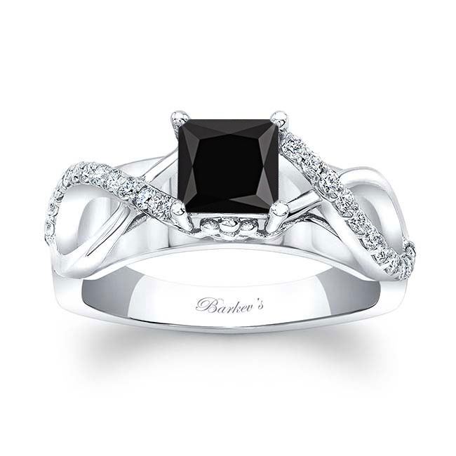 Platinum Black And White Diamond Cathedral Engagement Ring Image 1