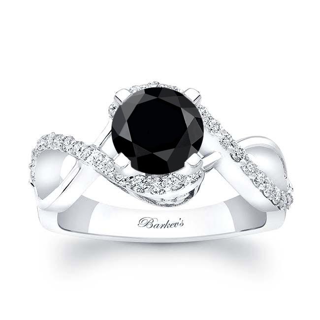 Platinum Black And White Diamond Infinity Twist Engagement Ring