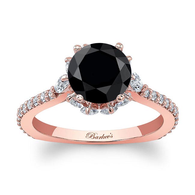 Rose Gold 2 Carat Black And White Diamond Ring