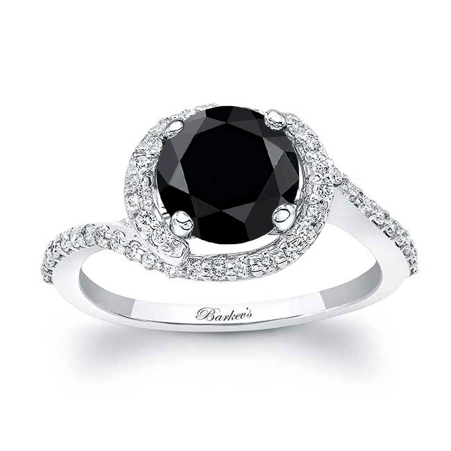 Platinum Black And White Diamond Half Halo Engagement Ring Image 1