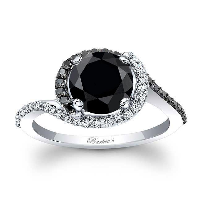  Black Diamond Half Halo Engagement Ring Image 1