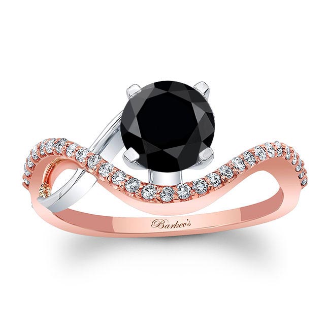Rose Gold Curved Black And White Diamond Wedding Ring