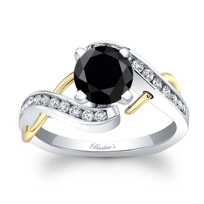 White Yellow Gold Black And White Diamond Channel Ring