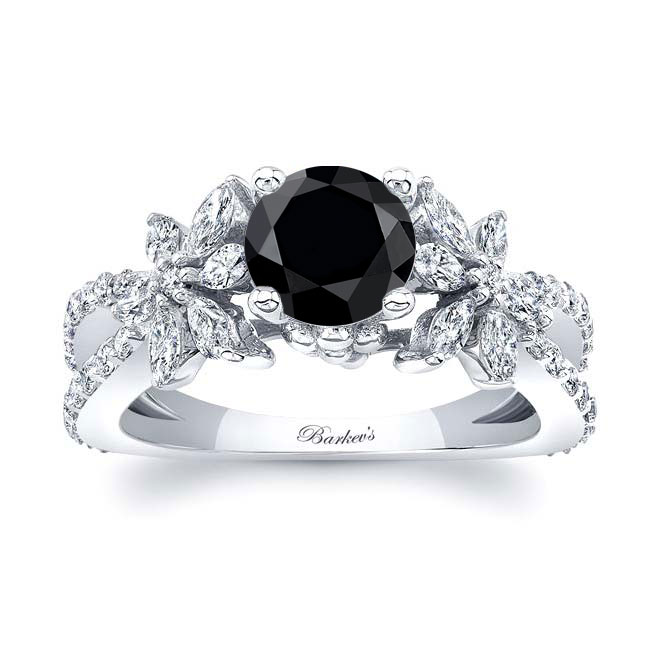  Black And White Diamond Flower Ring Image 1
