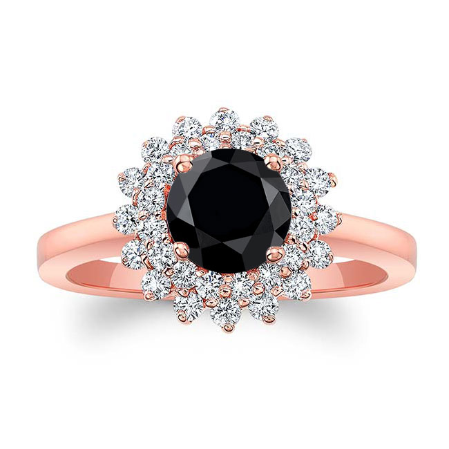 Rose Gold Starburst Black And White Diamond Ring