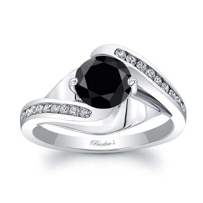  Split Shank Cathedral Black And White Diamond Engagement Ring Image 1