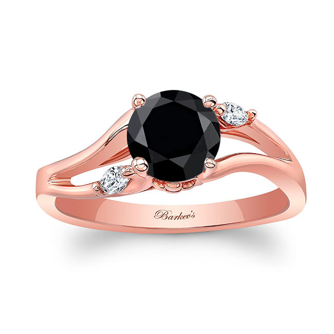  Rose Gold V Shaped Black And White Diamond Ring Image 1