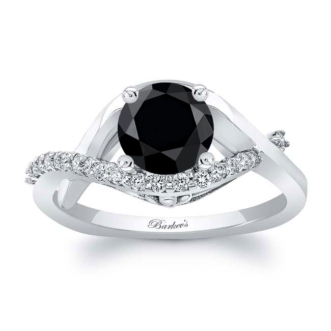  Criss Cross Black And White Diamond Engagement Ring Image 1