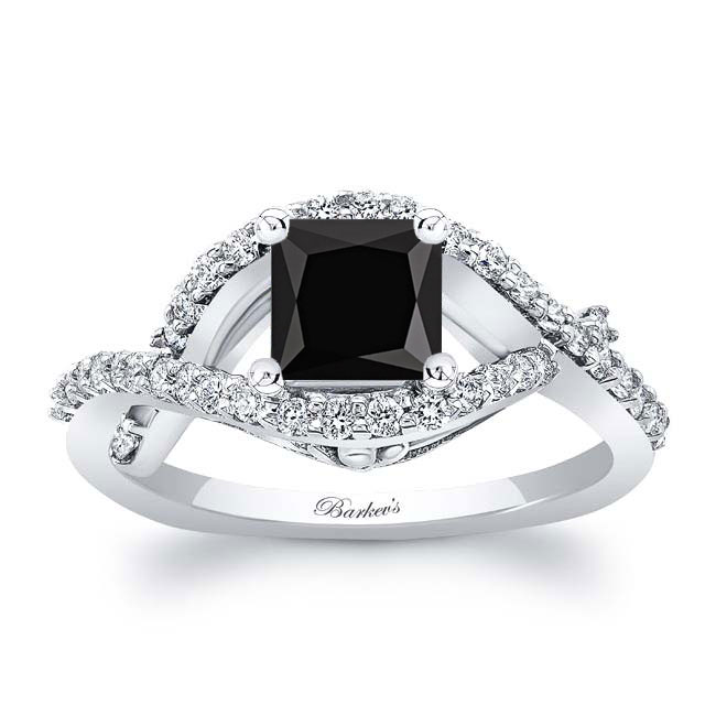  Criss Cross Princess Cut Black And White Diamond Ring Image 1