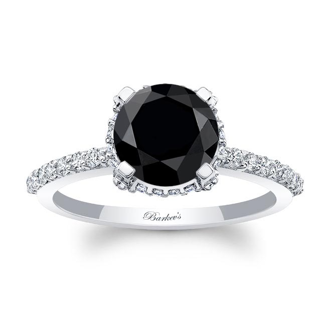 Black And White Diamond Hidden Halo Ring