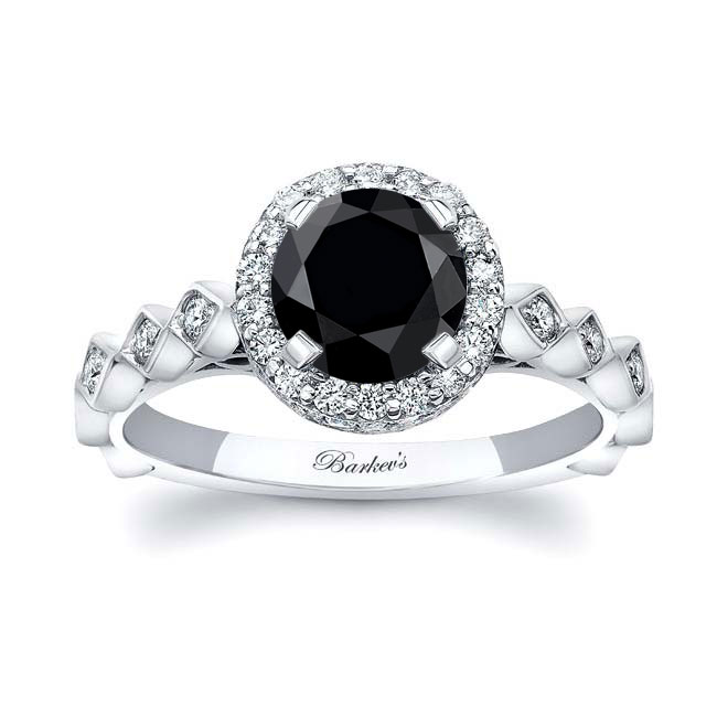  Vintage Halo Black And White Diamond Ring Image 1